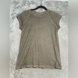 We The Free Riley Tee T Shirt Women’s Small Brown Distressed Cap Sleeve